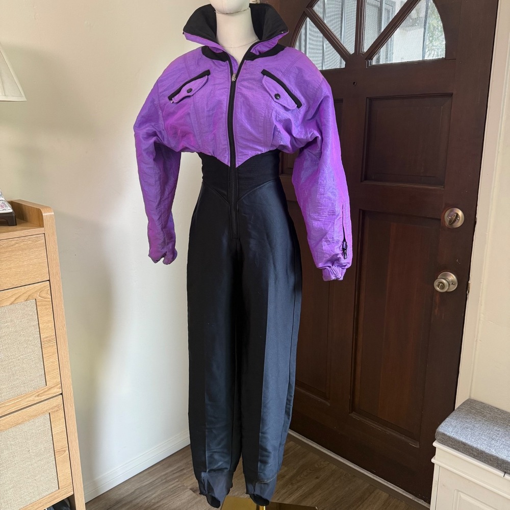 VTG NILS Skiwear One Piece Snowsuit Jumpsuit Iridescent Purple | Size XS